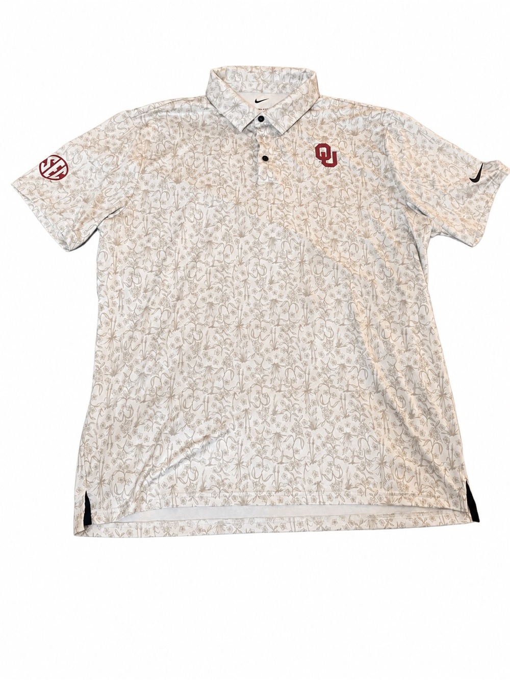 Nike White Floral Polo with Red OU Logo - Picture 2 of 3